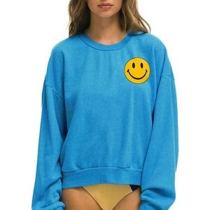AVIATOR NATION SMILEY 2 RELAXED SWEATSHIRT - OCEAN